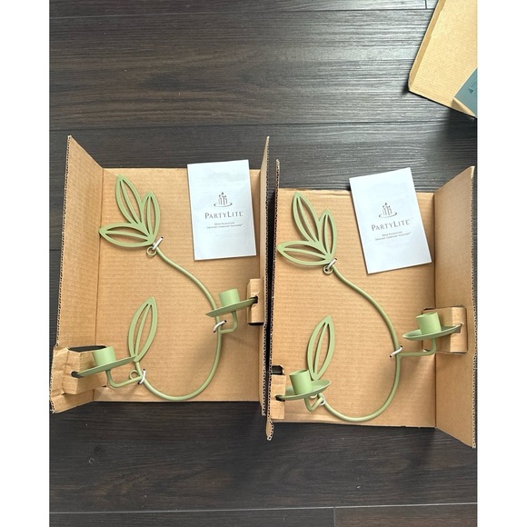 PartyLite Accessories - PartyLite Herbal Spring Green Metal Wall Sconce set of 2
